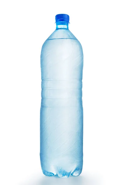 Matte Plastic Fles Water Geïsoleerd Wit Inclusief Knippad — Stockfoto