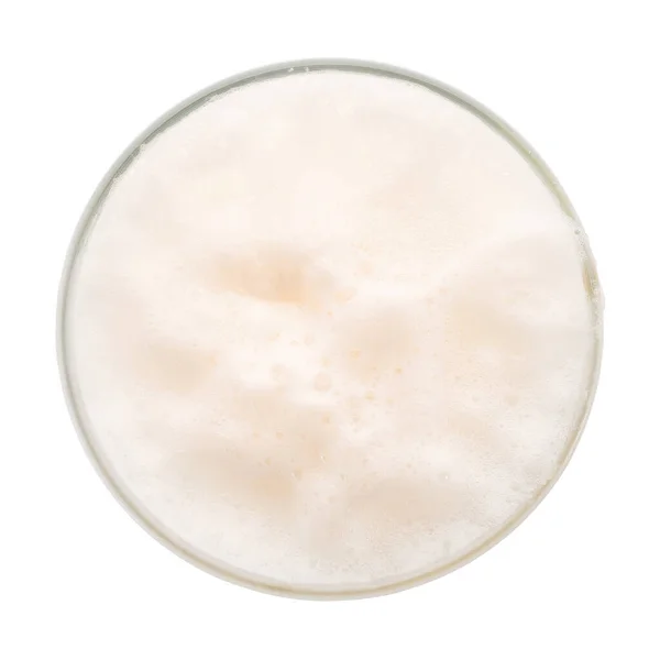 Beer Glass Foam Top View Isolated White Clipping Path Included — Stock Photo, Image