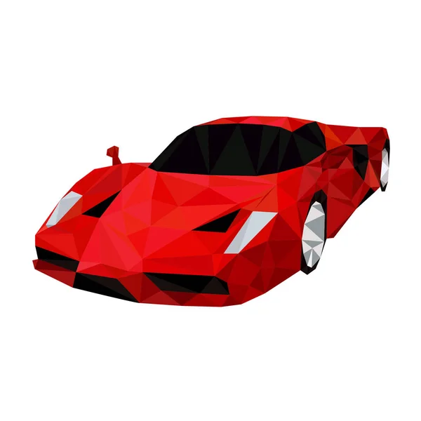Kırmızı Spor Araba Renkli Poligonal Stil Tasarımı — Stok Vektör