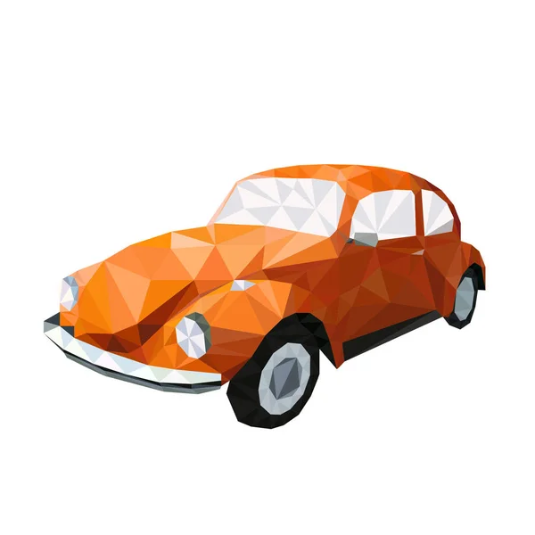 Colorido Diseño Estilo Poligonal Naranja Coche Retro — Vector de stock