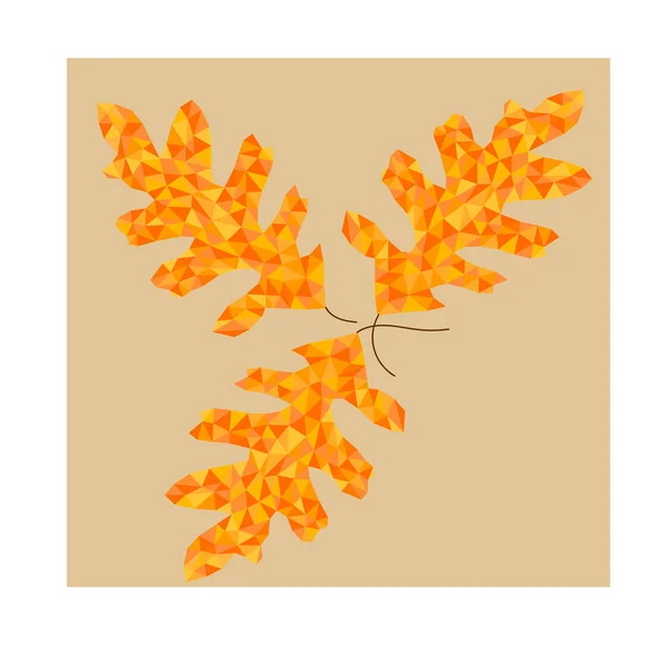 秋金低ポリオーク材の葉 — ストックベクタ