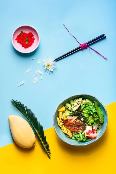 Porren Kom Met Unadon Gegrilde Paling Rijst Unagi Teriyaki Met — Stockfoto