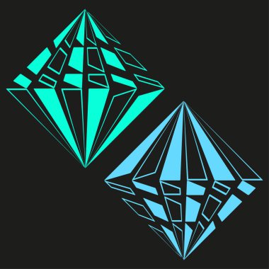Soyut kristal şekiller. Cyan mavi geometri. Değerli taşıyıcı taş. Modern elmas çizimi. EPS 10.