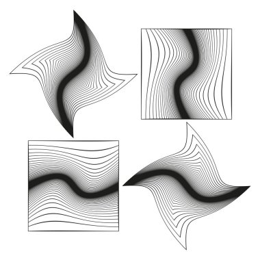 Soyut doğrusal desen. Girdap çizgisi illüzyonu. Geometrik vektör sanatı. Hareketli grafik sembolü. EPS 10.