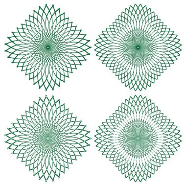 Soyut spiral desenler. Kare şekilli tasarımlar. Hipnotik grafik vektör formu. Psikedelik çizimler. EPS 10.