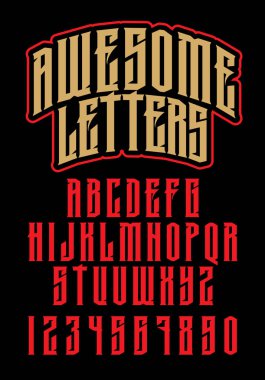 Heavy metal alfabe. Acımasız yazı tipi. Tipografi için Etiketler, başlıklar, afiş vb.