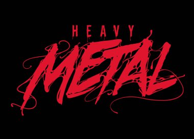Heavy Metal yazı Logo. Vektör çizim kartı t-shirt baskı tasarım 