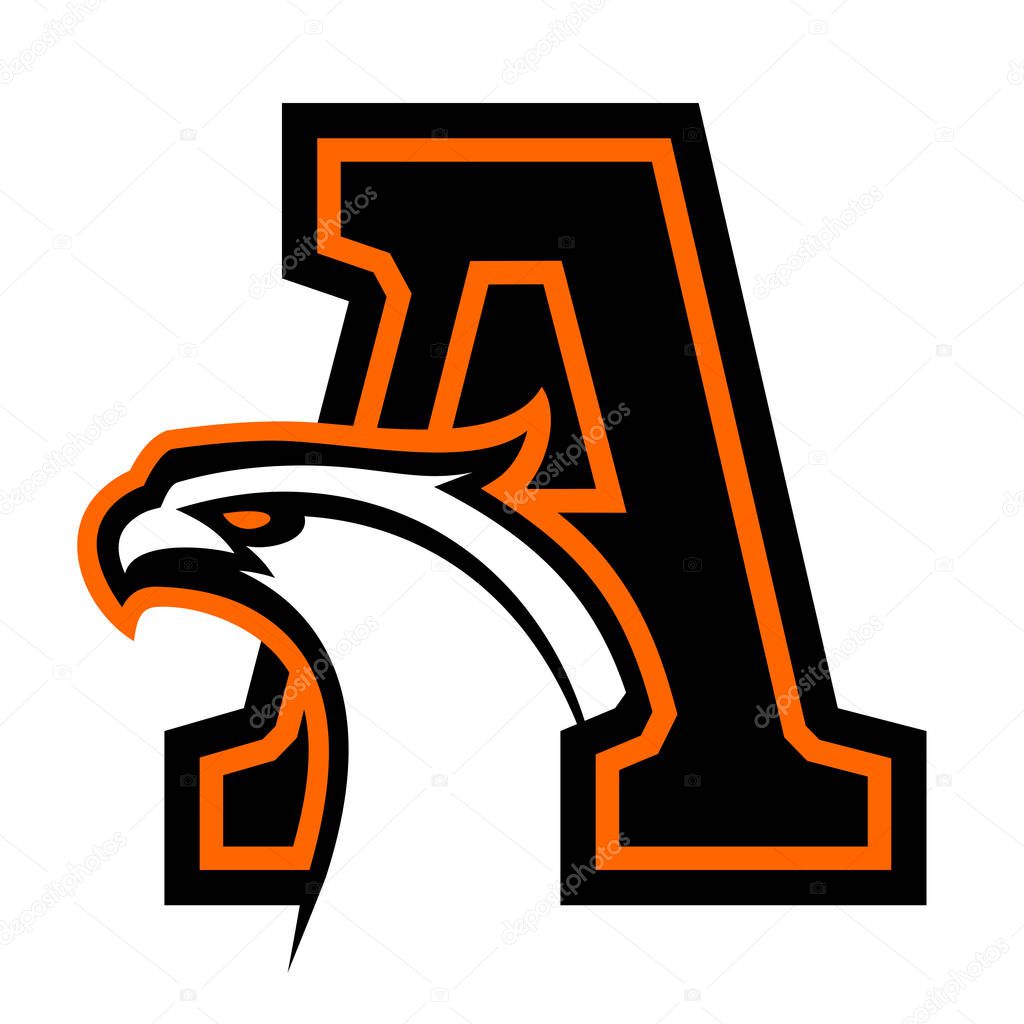 Letter A with eagle head. Great for sports logotypes and team mascots.