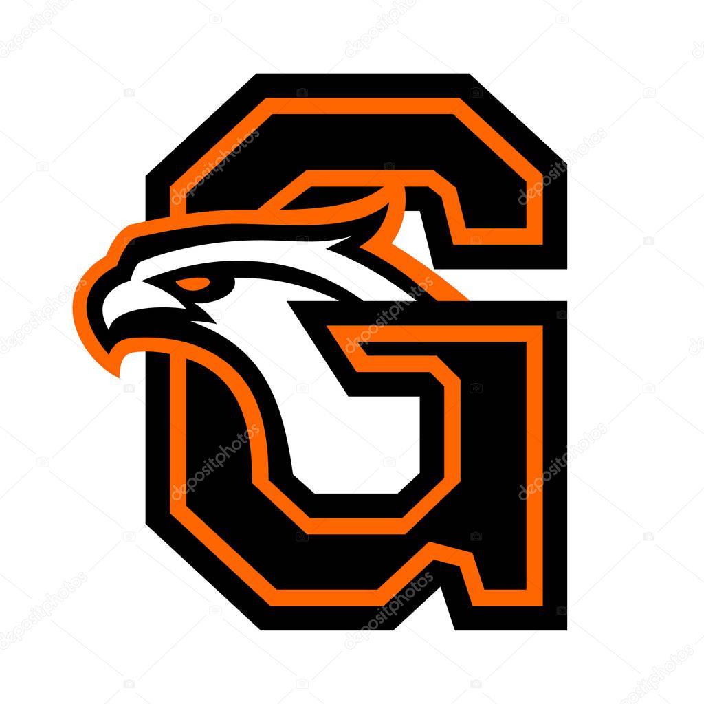 Letter G with eagle head. Great for sports logotypes and team mascots.