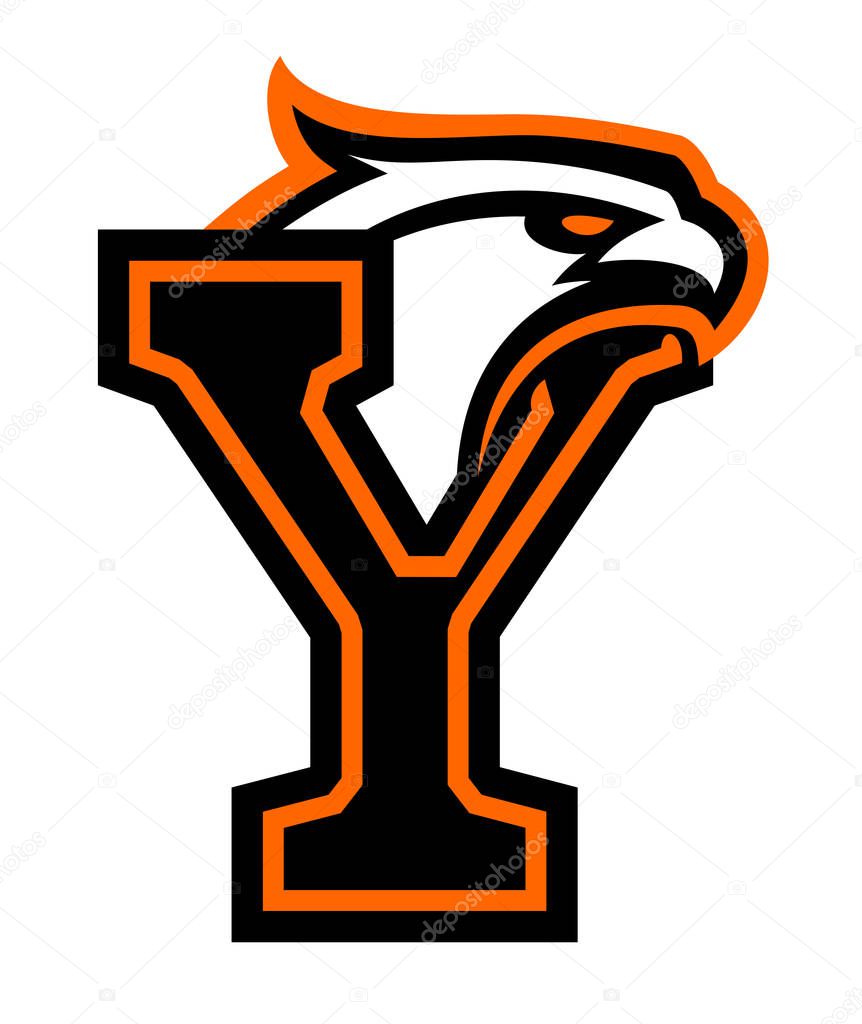 Letter Y with eagle head. Great for sports logotypes and team mascots.