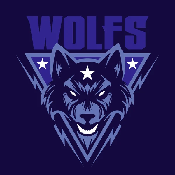 狼头标志 非常适合运动标识和团队吉祥物 — 图库矢量图片