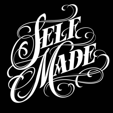 Self made - elegant calligraphic lettering in tattoo style. clipart