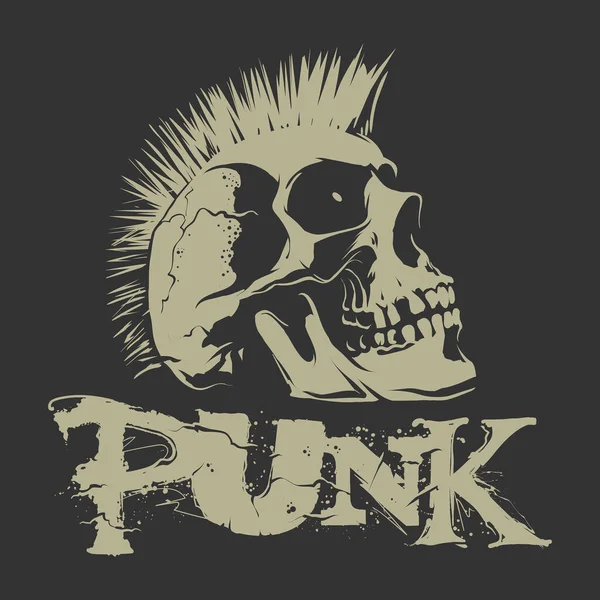 Punk Schedel Met Mohawk Vector Illustratie — Stockvector