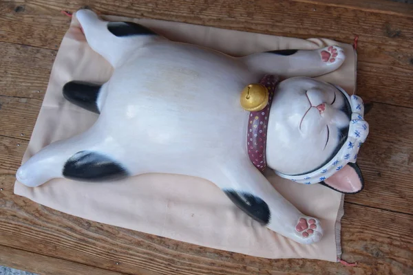 Estátua Gato Okage Yokocho Ancient Street — Fotografia de Stock