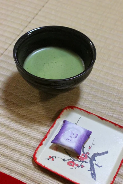 Japonské Cukroví Čaj Set Ryotanji Chrámu — Stock fotografie