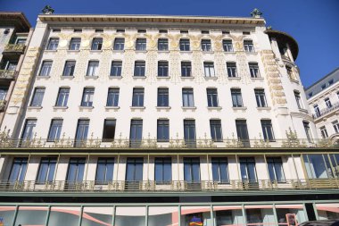 Otto Wagner Haus'un düşük açılı görünümü, Viyana, Avusturya