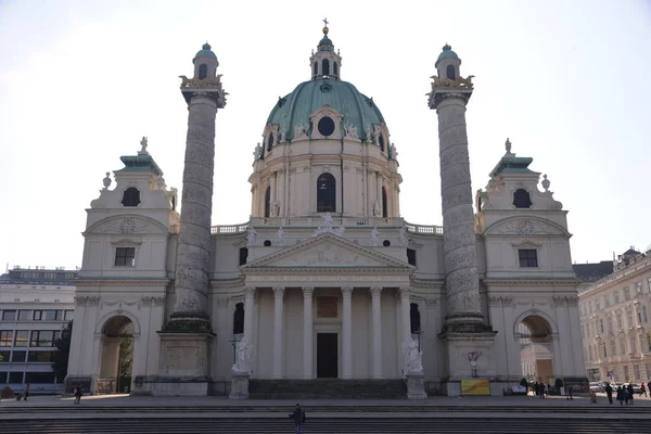 Vista Frontal Iglesia Karlskirche Viena Austria — Foto de Stock