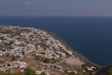 Santorini, Yunanistan'ın havadan görünümü