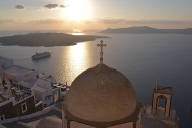 Santorini, Yunanistan'ın havadan görünümü