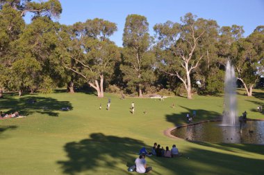 İnsanlar parkta golf oynuyorlar.