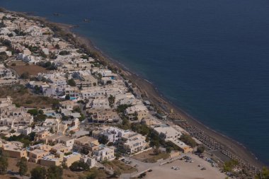 Santorini, Yunanistan'ın havadan görünümü