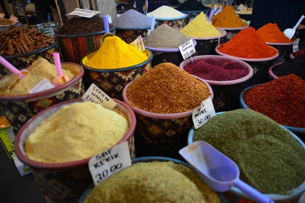 Cuencos Con Especias Mercado Asiático — Foto de Stock