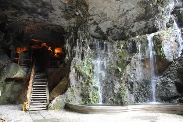 landscape with waterfall at daytime