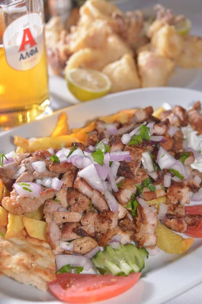 Närbild Fräsch Sallad Tallriken — Stockfoto