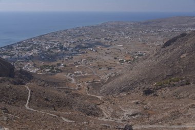 Santorini, Yunanistan'ın havadan görünümü