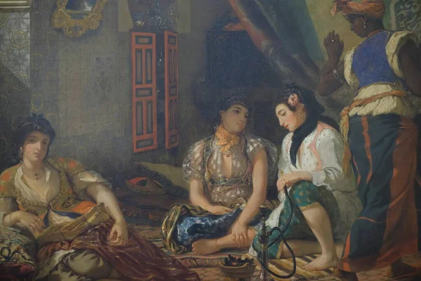 Mulheres Argelinas Seus Quartos Eugene Delacroix 1834 Lona Óleo — Fotografia de Stock