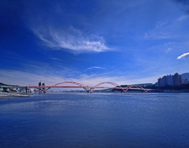 Yeni Taipei Tamsui Heguandu Köprüsü Tayvan
