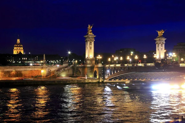 Frankrijk Parijs Seine Rivier Nacht Uitzicht — Stockfoto