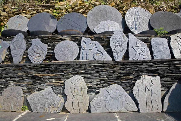 Taiwan Pingtung Sandimen Paiwan Gravura Pedra — Fotografia de Stock
