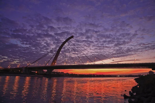 Ponte Dazhi Pôr Sol Vermelho — Fotografia de Stock