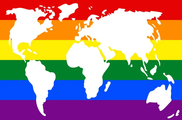 Continents Planète Terre Aux Couleurs Drapeau Communauté Lgbt Mariage Gay — Image vectorielle