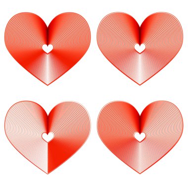 Dört güzel serin mavi kalpler çizgili olan beyaz bir arka plan ayarla