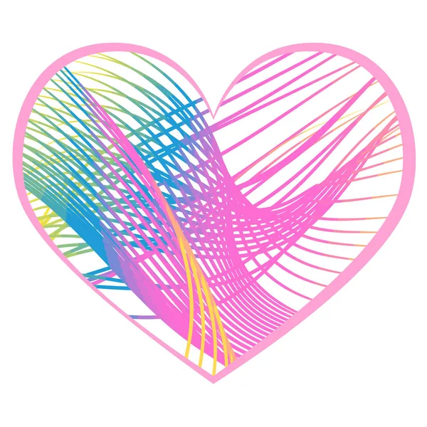 Hermoso Corazón Rosa Creativo Con Rayas Sobre Fondo Blanco — Vector de stock