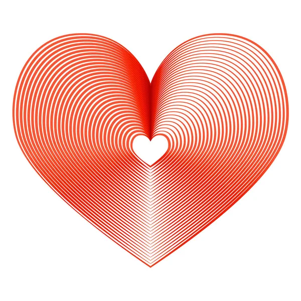 Schönes Kreatives Rotes Herz Mit Streifen Auf Weißem Hintergrund — Stockvektor