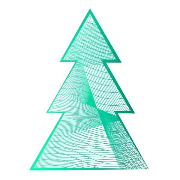 Mooie Koele Groene Kerstboom Van Lijnen Een Witte Achtergrond — Stockfoto