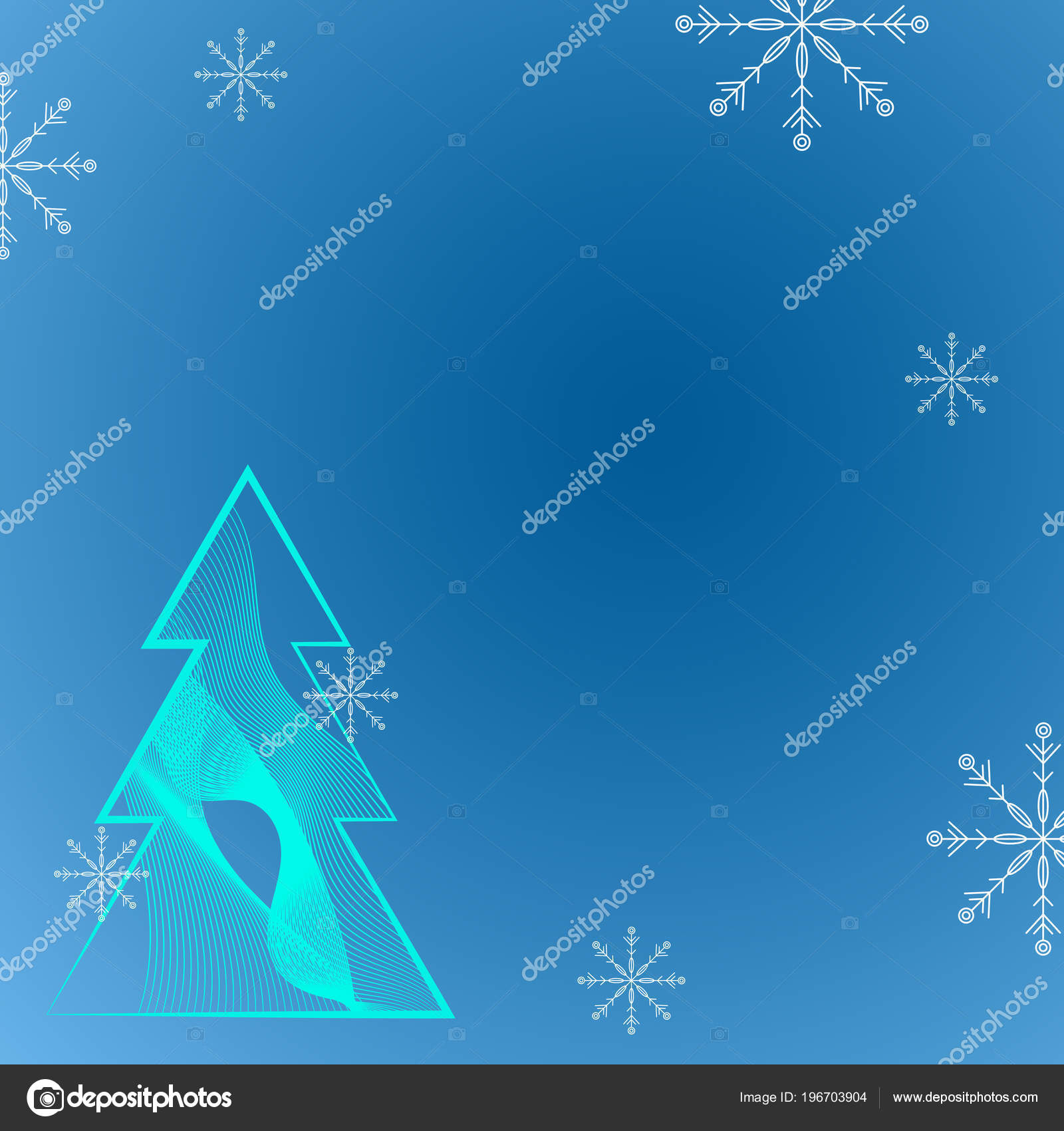 Beautiful Cool Postcard Christmas Tree Lines Snowflakes Blue Background Vector Image By C Vox19 Vector Stock 196703904