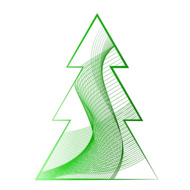 Güzel serin yeşil Noel ağacı beyaz bir arka planda satır