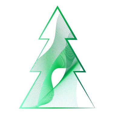 Güzel serin yeşil Noel ağacı beyaz bir arka planda satır