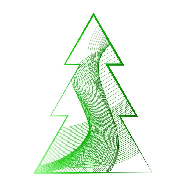 Прохладная Зеленая Елка Линий Белом Фоне — стоковый вектор