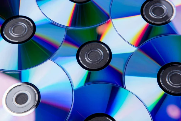 Many Musical Clean Compact Discs Rainbow Spectrum Colors Bright Background — Stock Photo, Image