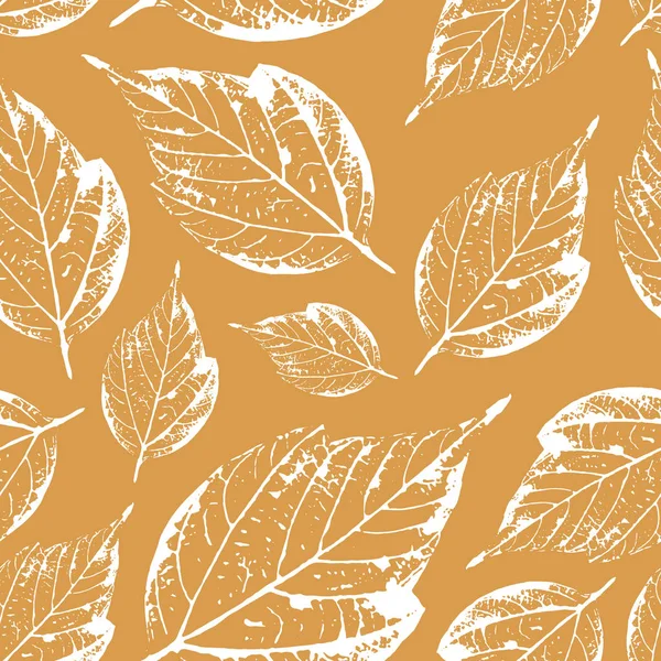本物の木や花からの葉のスタンプの美しいシームレス パターン — ストックベクタ