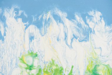 Mavi, beyaz ve yeşil tuval üzerine sıvı akrilik güzel arka plan