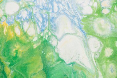 Mavi, beyaz ve yeşil tuval üzerine sıvı akrilik güzel arka plan