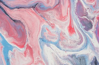 Mavi, beyaz, siyah ve kırmızı tuval üzerine sıvı akrilik güzel arka plan