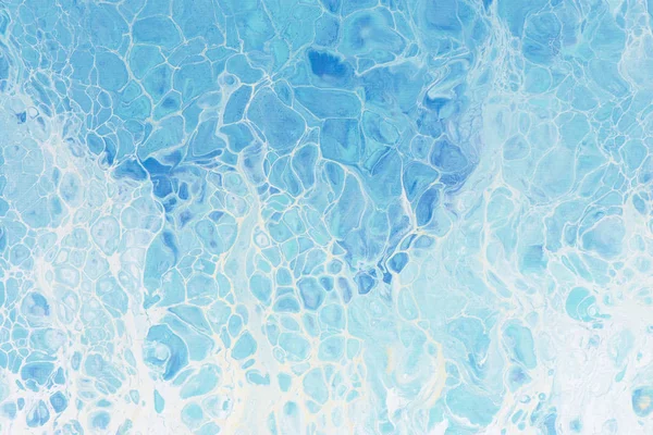 Beautiful background of liquid acrylic in blue and white on canv