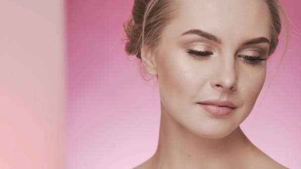 Beauty video concept, close up portrait — Stock Video